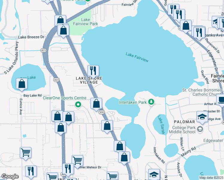 map of restaurants, bars, coffee shops, grocery stores, and more near 4147 South Orange Blossom Trail in Orlando