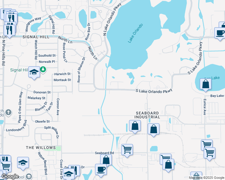 map of restaurants, bars, coffee shops, grocery stores, and more near 4497 Real Court in Orlando