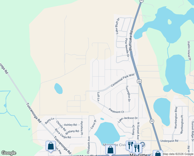 map of restaurants, bars, coffee shops, grocery stores, and more near 2345 Crossandra Street in Mascotte