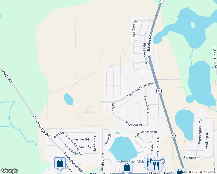 map of restaurants, bars, coffee shops, grocery stores, and more near 2345 Crossandra Street in Mascotte