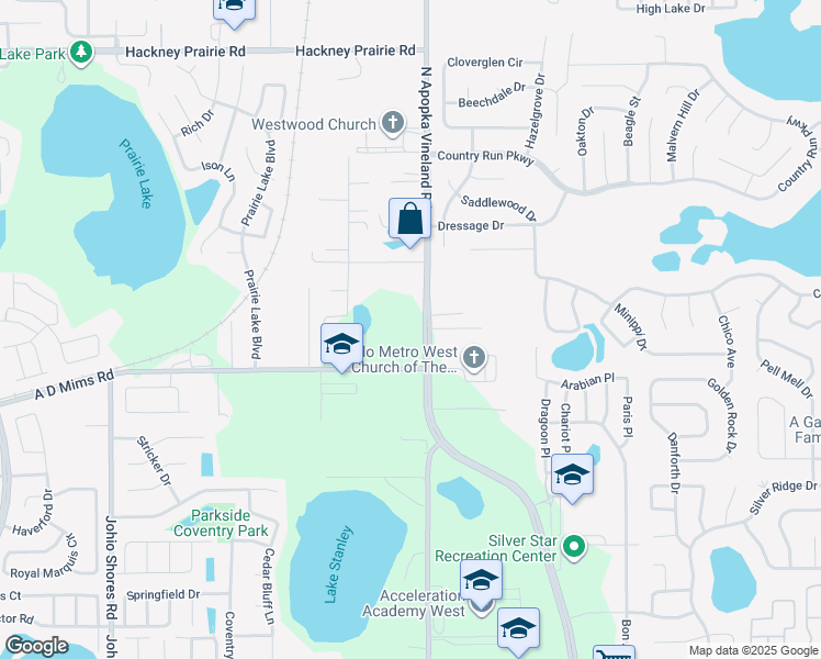 map of restaurants, bars, coffee shops, grocery stores, and more near 3850 North Apopka Vineland Road in Orlando