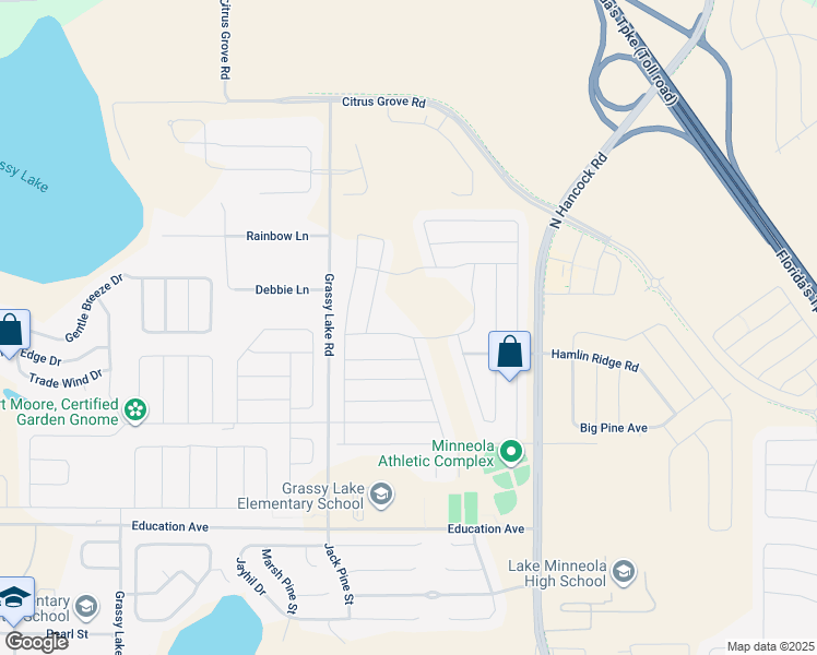 map of restaurants, bars, coffee shops, grocery stores, and more near 784 Boxelder Avenue in Minneola