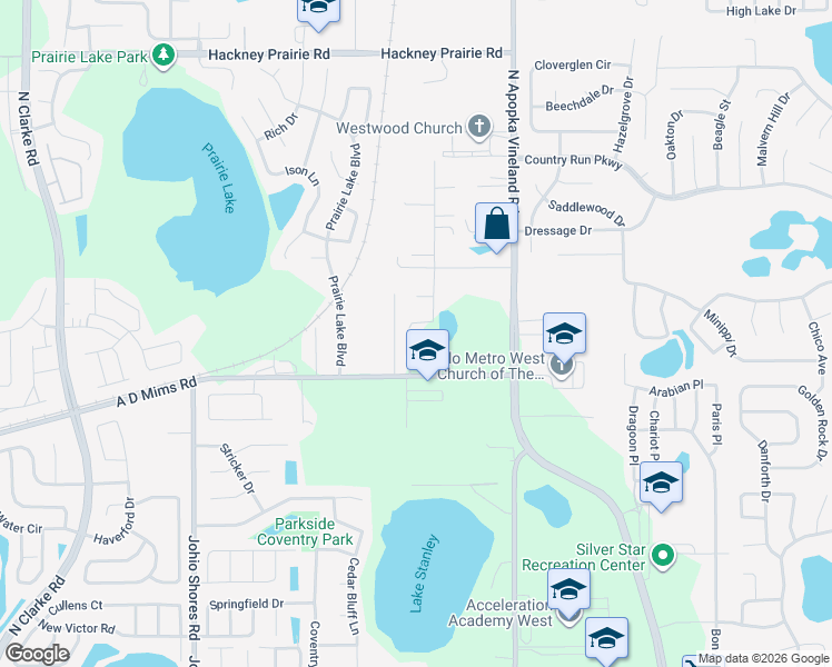 map of restaurants, bars, coffee shops, grocery stores, and more near 1413 Carriage Oak Court in Ocoee