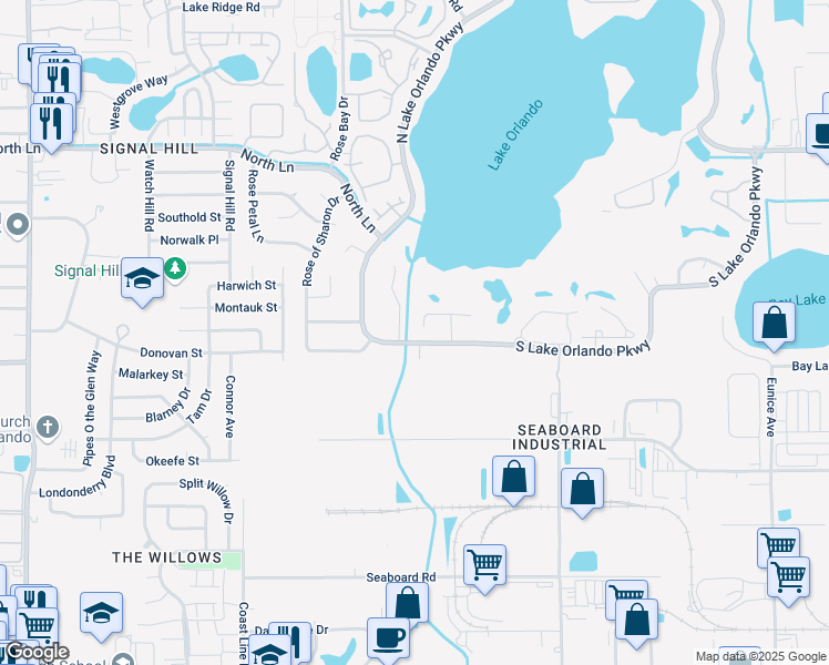 map of restaurants, bars, coffee shops, grocery stores, and more near 4497 Real Ct in Orlando