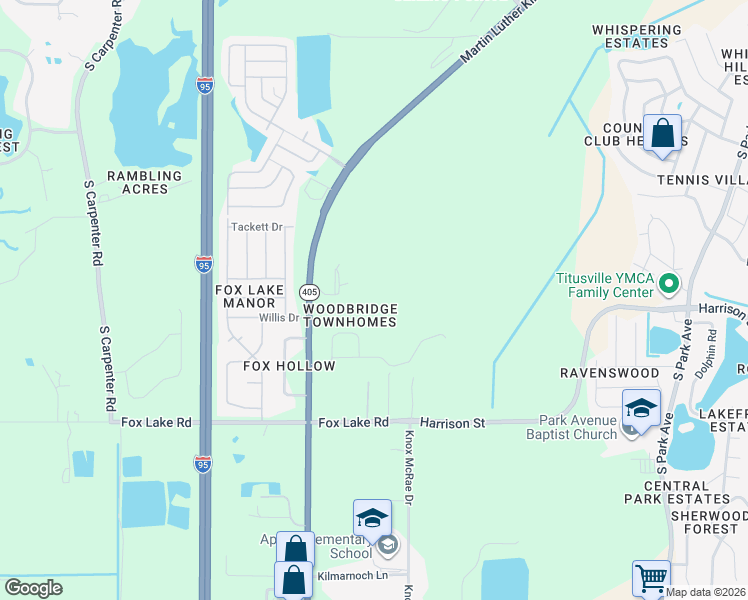 map of restaurants, bars, coffee shops, grocery stores, and more near 3420 Joe Murell Drive in Titusville