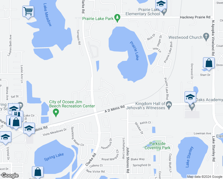 map of restaurants, bars, coffee shops, grocery stores, and more near 1993 Compass Flower Way in Ocoee