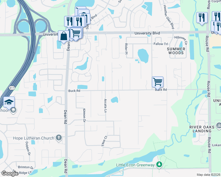 map of restaurants, bars, coffee shops, grocery stores, and more near 3002B Johnny Street in Orlando