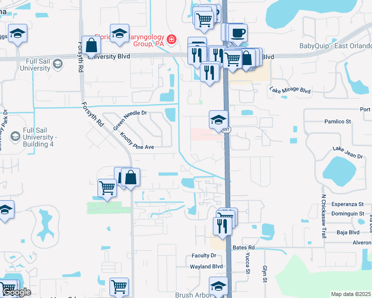 map of restaurants, bars, coffee shops, grocery stores, and more near 3523 Wilde Avenue in Winter Park