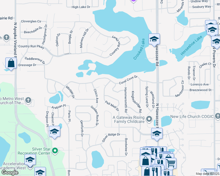 map of restaurants, bars, coffee shops, grocery stores, and more near 6772 Callie Road in Orlando
