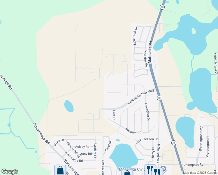 map of restaurants, bars, coffee shops, grocery stores, and more near 2345 Crossandra Street in Mascotte