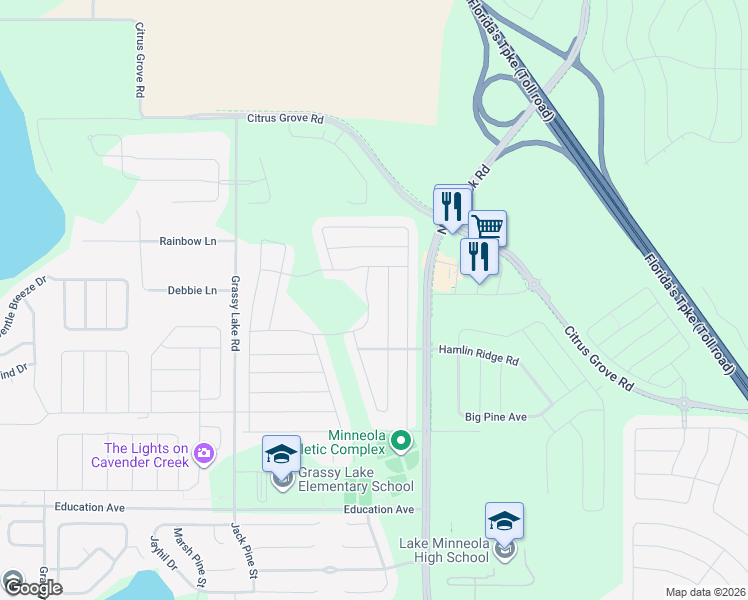 map of restaurants, bars, coffee shops, grocery stores, and more near 1024 Wax Myrtle Avenue in Minneola