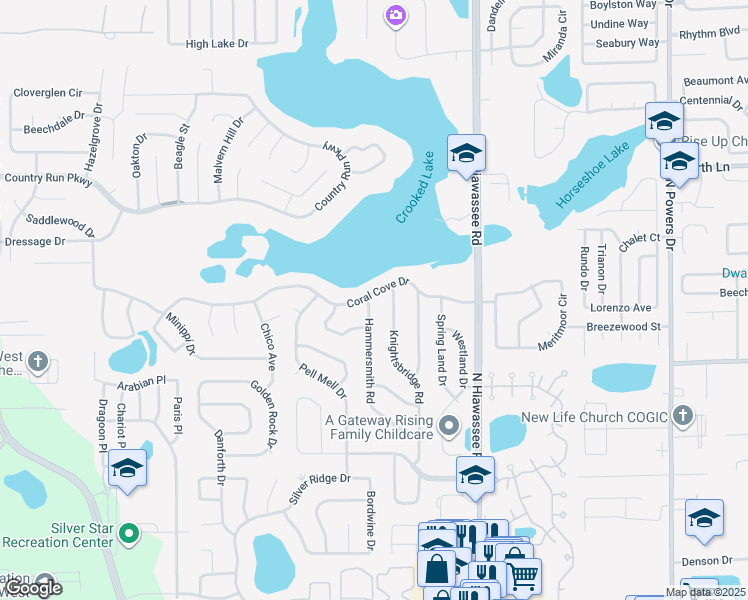 map of restaurants, bars, coffee shops, grocery stores, and more near 6636 Coral Cove Drive in Orlando