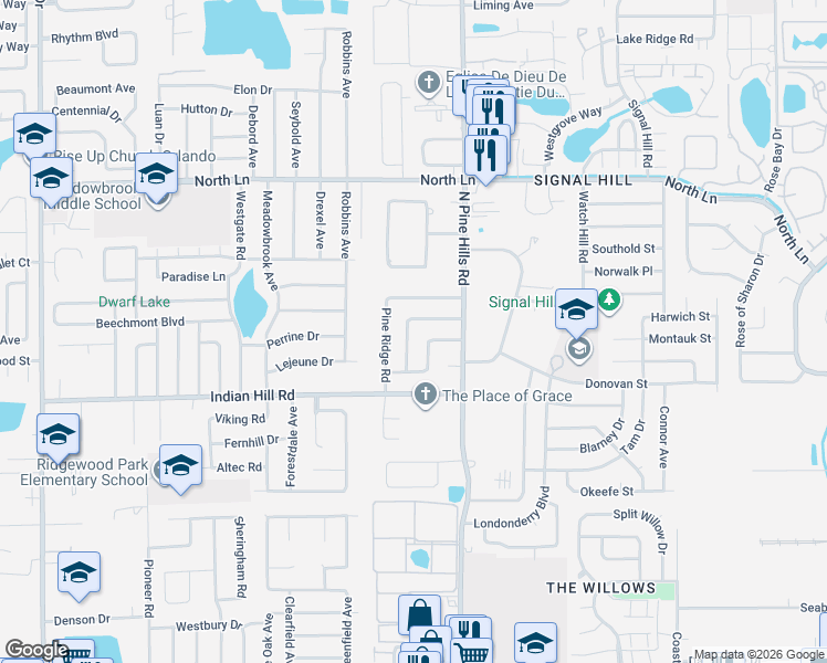 map of restaurants, bars, coffee shops, grocery stores, and more near 5224 Van Aken Drive in Orlando