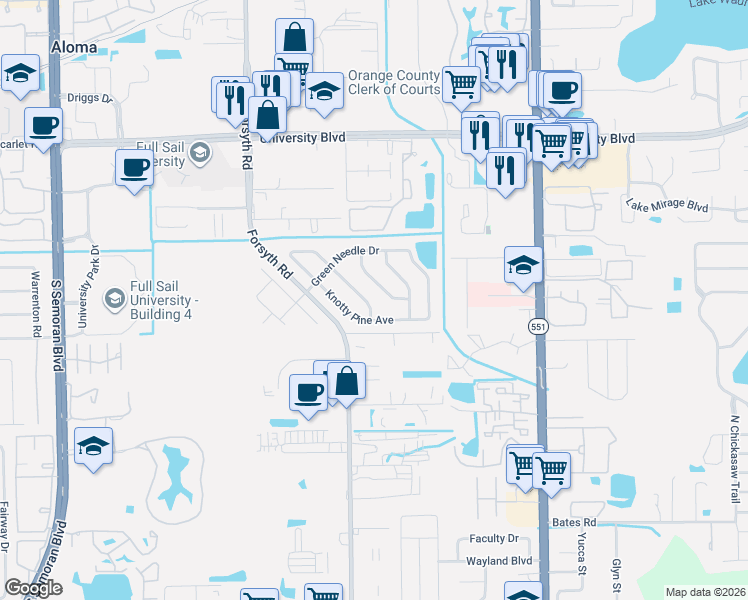 map of restaurants, bars, coffee shops, grocery stores, and more near 3137 Heartwood Avenue in Winter Park