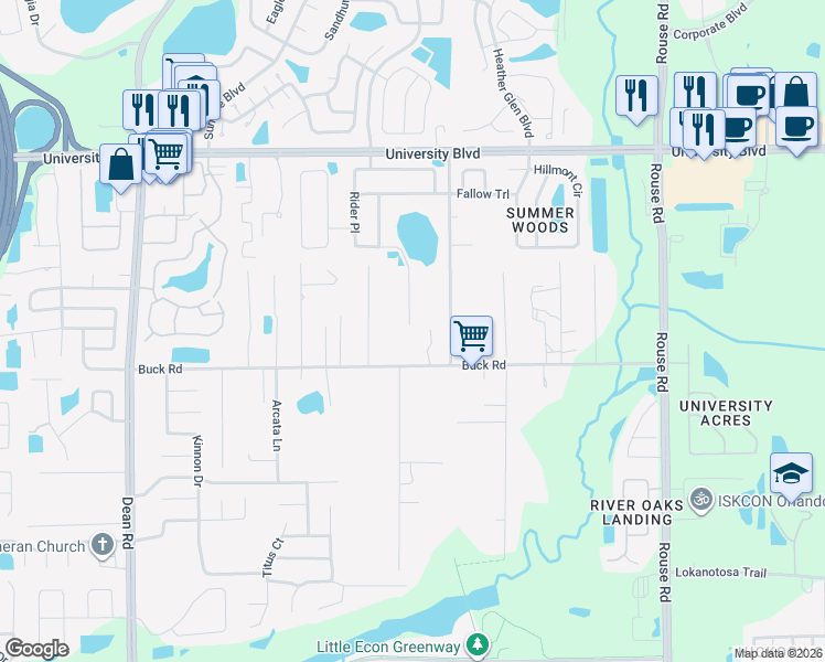 map of restaurants, bars, coffee shops, grocery stores, and more near 3101 Rider Place in Orlando