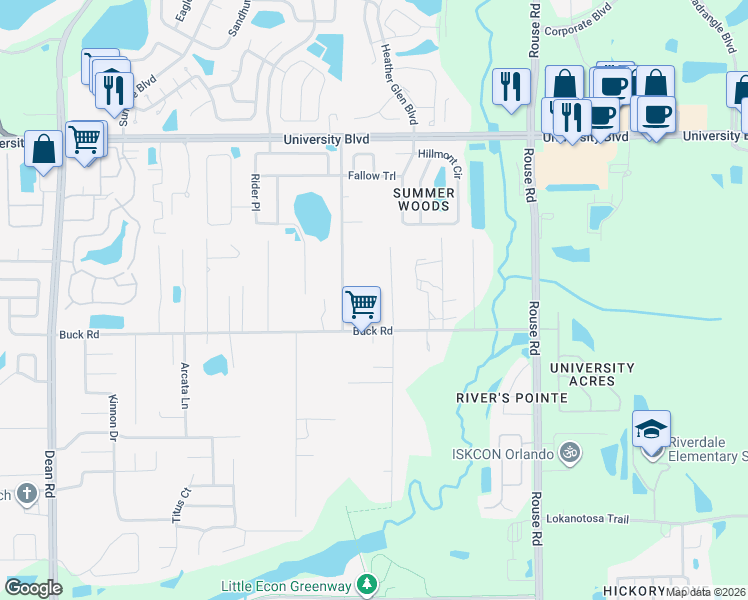 map of restaurants, bars, coffee shops, grocery stores, and more near 3050 Aein Road in Orlando