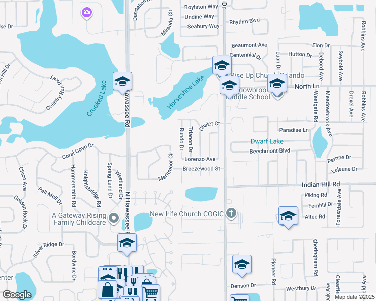 map of restaurants, bars, coffee shops, grocery stores, and more near 3656 Trianon Drive in Orlando