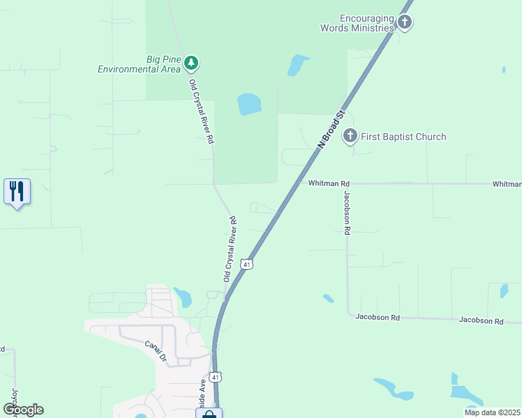 map of restaurants, bars, coffee shops, grocery stores, and more near 11811 North Broad Street in Brooksville