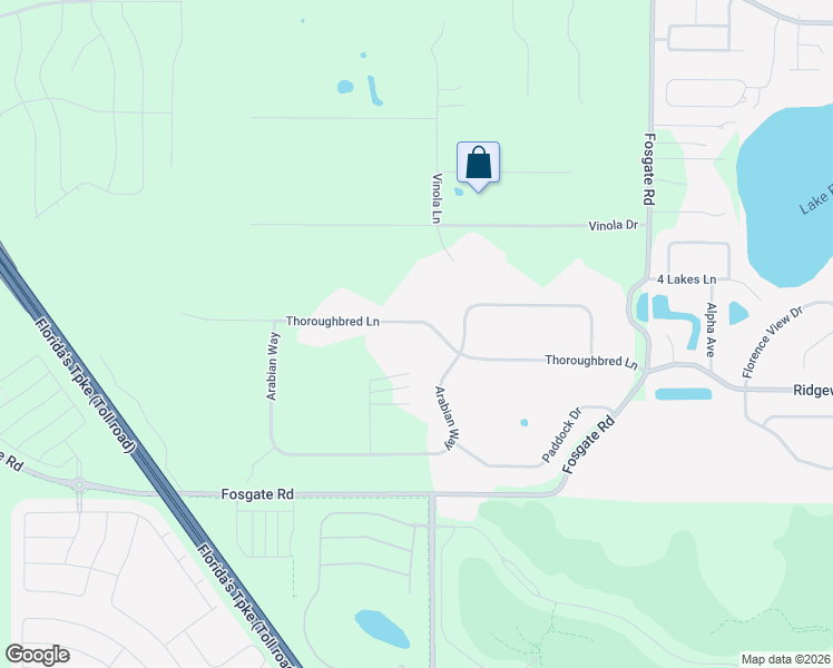 map of restaurants, bars, coffee shops, grocery stores, and more near 15428 Thoroughbred Lane in Montverde