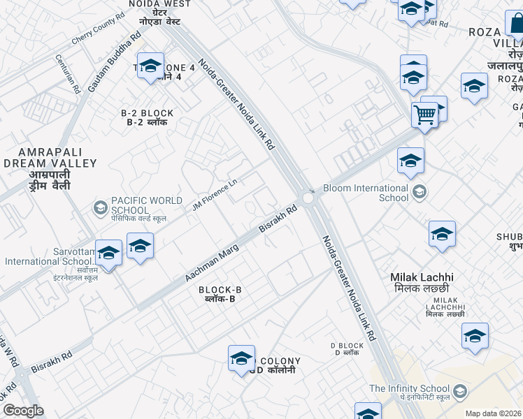 map of restaurants, bars, coffee shops, grocery stores, and more near Noida-Greater Noida Link Road in Greater Noida