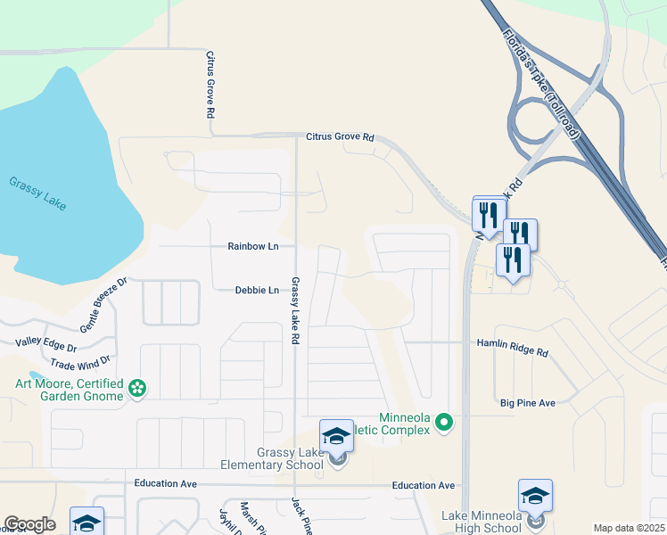 map of restaurants, bars, coffee shops, grocery stores, and more near 812 Boxelder Avenue in Minneola