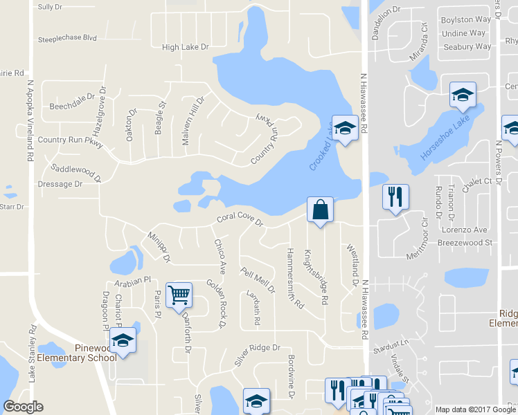 map of restaurants, bars, coffee shops, grocery stores, and more near 6809 Coral Cove Drive in Orlando