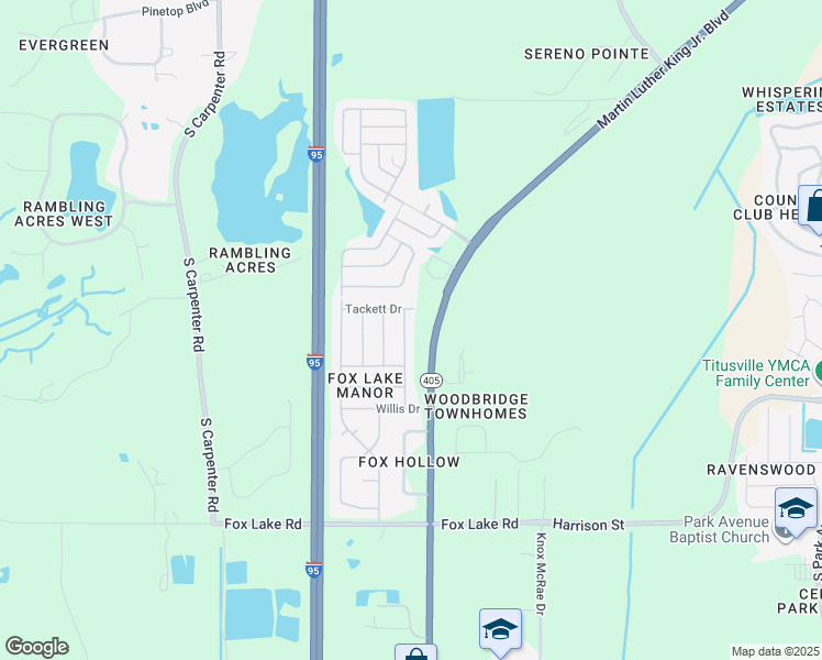 map of restaurants, bars, coffee shops, grocery stores, and more near 2015 Doyle Drive in Titusville