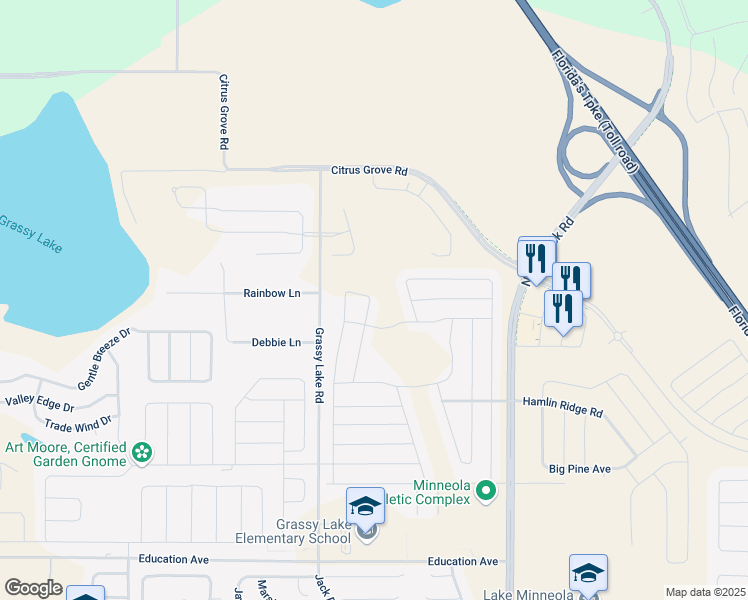map of restaurants, bars, coffee shops, grocery stores, and more near 836 Boxelder Avenue in Minneola