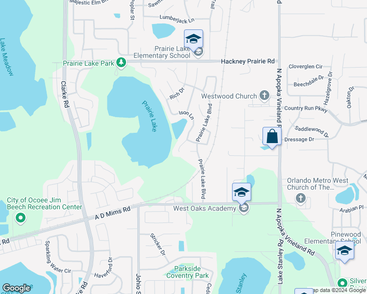 map of restaurants, bars, coffee shops, grocery stores, and more near 1509 Ison Lane in Ocoee