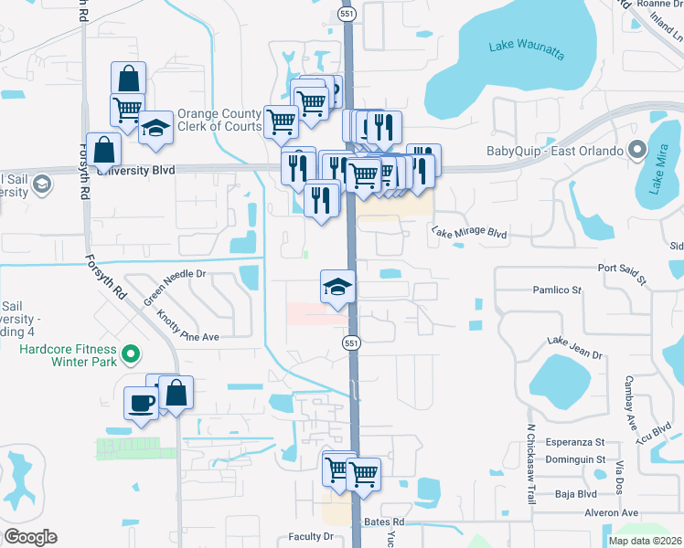 map of restaurants, bars, coffee shops, grocery stores, and more near in Orange County