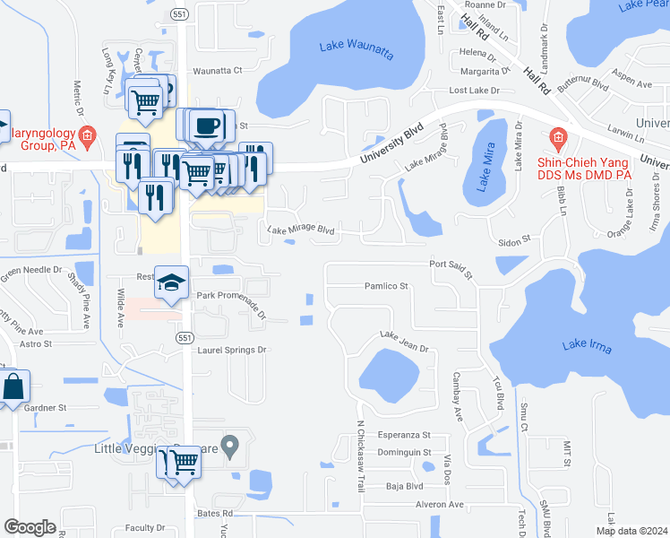 map of restaurants, bars, coffee shops, grocery stores, and more near 8014 Port Said Street in Orlando
