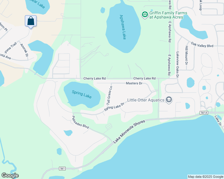 map of restaurants, bars, coffee shops, grocery stores, and more near 16744 Tall Grass Lane in Clermont