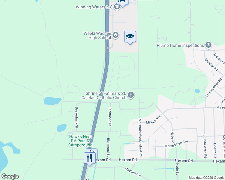 map of restaurants, bars, coffee shops, grocery stores, and more near in North Weeki Wachee