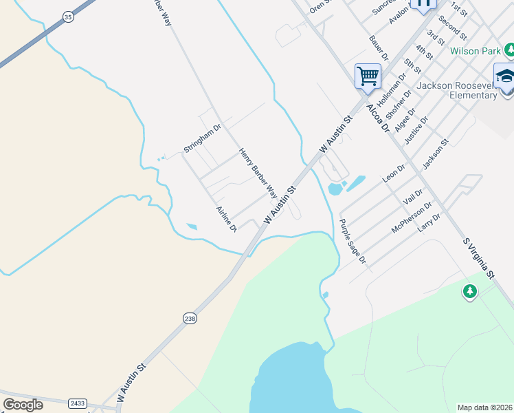 map of restaurants, bars, coffee shops, grocery stores, and more near 198 Peikert Lane in Port Lavaca