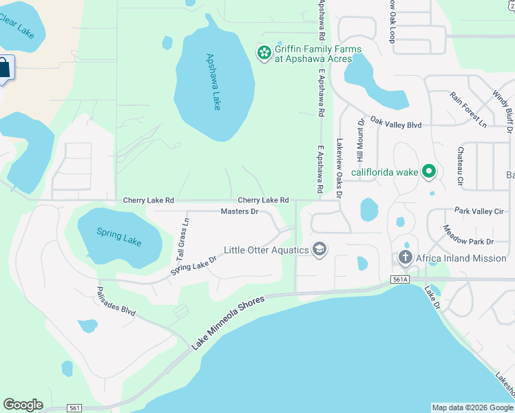 map of restaurants, bars, coffee shops, grocery stores, and more near 10821 Masters Drive in Clermont