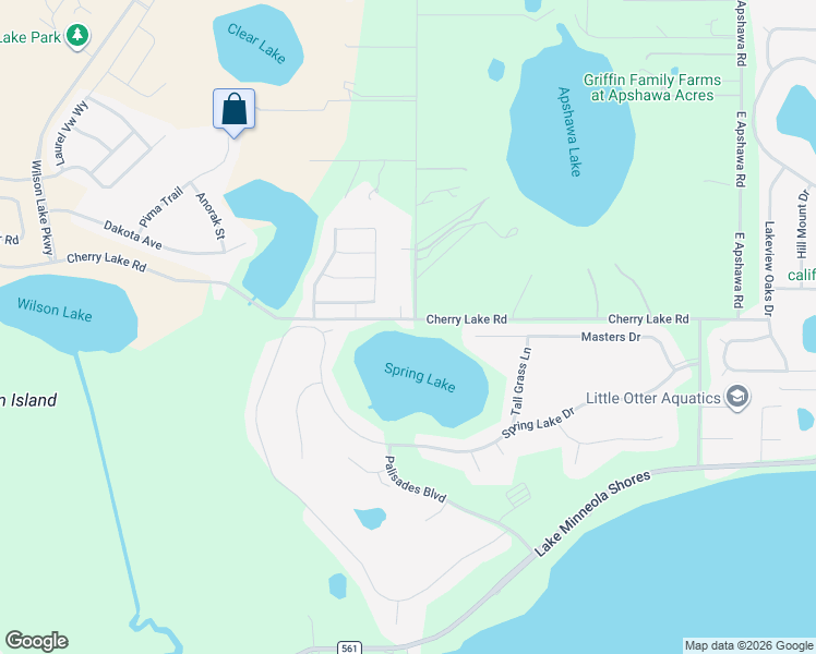 map of restaurants, bars, coffee shops, grocery stores, and more near 10436 Cherry Lake Road in Clermont