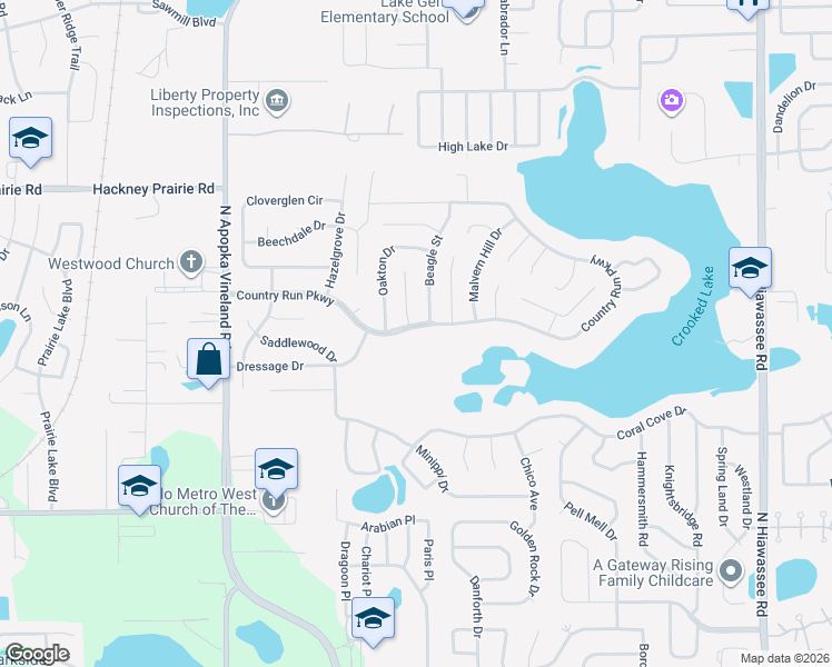 map of restaurants, bars, coffee shops, grocery stores, and more near 7806 Country Run Parkway in Orlando