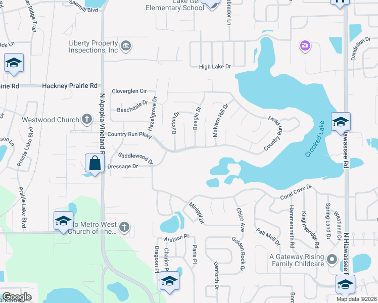 map of restaurants, bars, coffee shops, grocery stores, and more near 7806 Country Run Parkway in Orlando