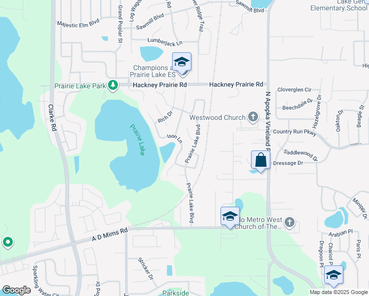 map of restaurants, bars, coffee shops, grocery stores, and more near 1525 Ison Lane in Ocoee