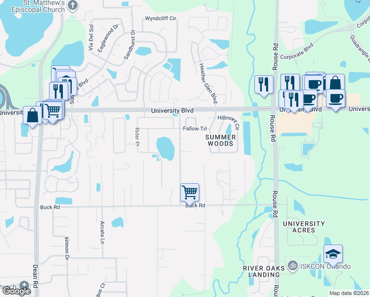map of restaurants, bars, coffee shops, grocery stores, and more near 3219 Lake Twylo Road in Orlando