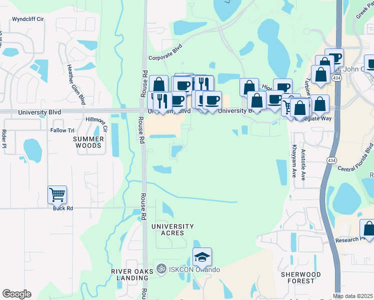 map of restaurants, bars, coffee shops, grocery stores, and more near 3225 Arden Villas Boulevard in Orlando