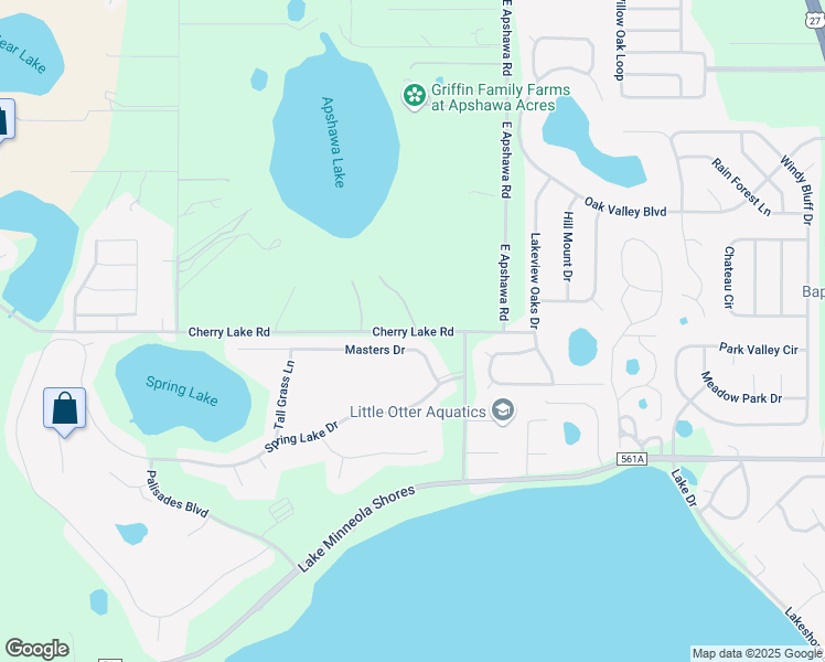 map of restaurants, bars, coffee shops, grocery stores, and more near 11049 Cherry Lake Road in Clermont