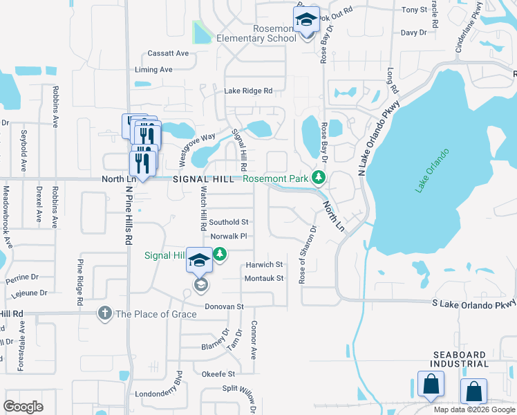 map of restaurants, bars, coffee shops, grocery stores, and more near 4710 Nantucket Lane in Orlando