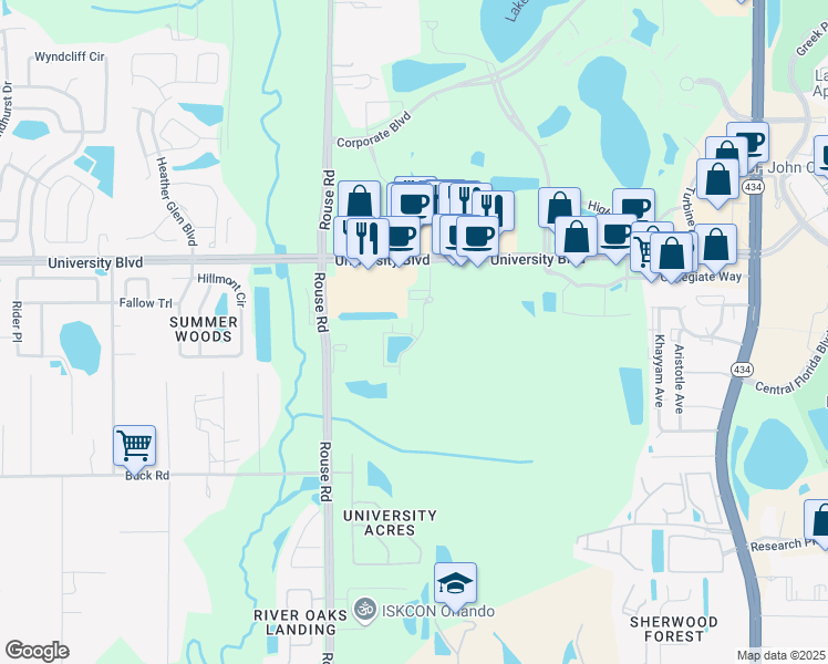 map of restaurants, bars, coffee shops, grocery stores, and more near 3225 Arden Villas Boulevard in Orlando