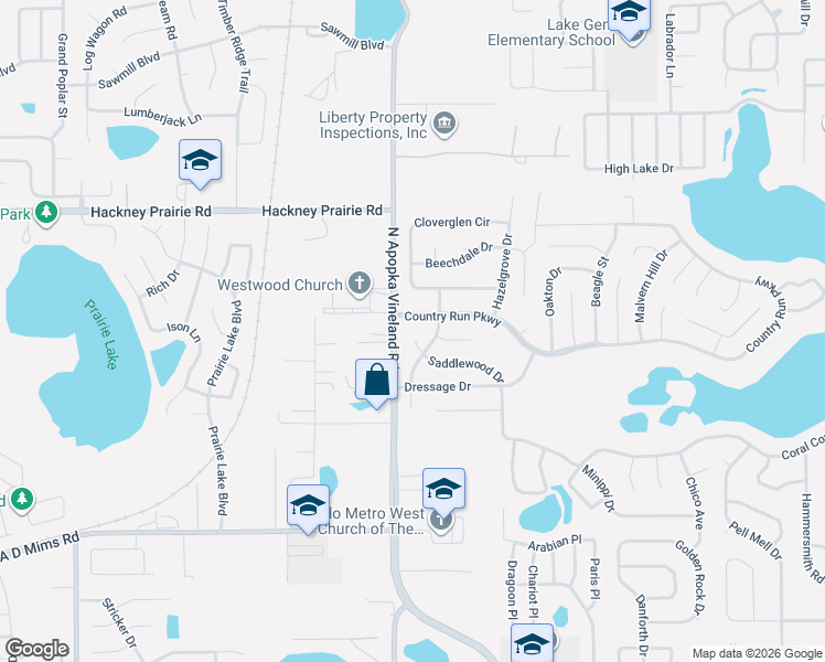 map of restaurants, bars, coffee shops, grocery stores, and more near 8133 Country Run Parkway in Orlando