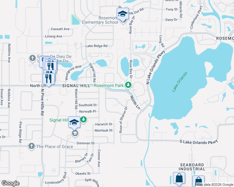 map of restaurants, bars, coffee shops, grocery stores, and more near 4582 Pheasant Run Drive in Orlando