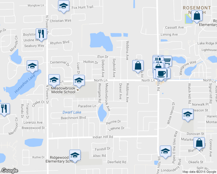 map of restaurants, bars, coffee shops, grocery stores, and more near 4315 Meadowbrook Avenue in Orlando