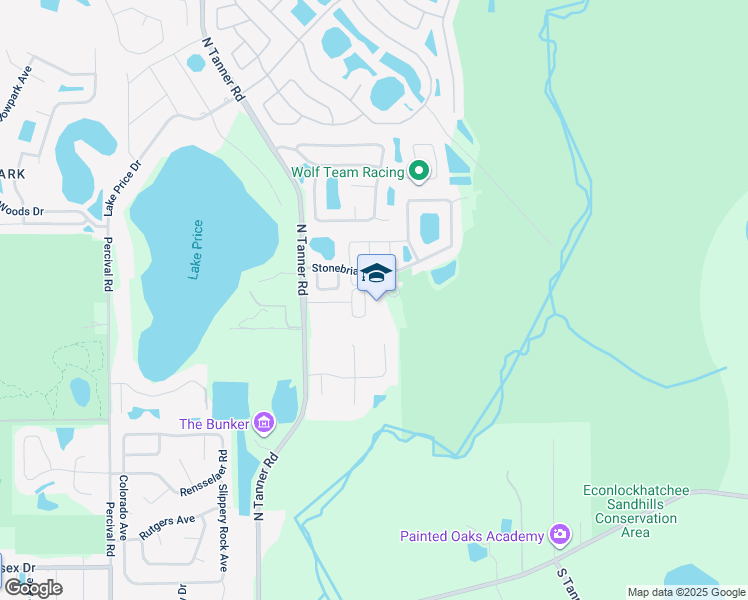 map of restaurants, bars, coffee shops, grocery stores, and more near 3971 North Tanner Road in Orlando