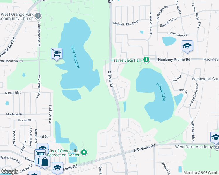 map of restaurants, bars, coffee shops, grocery stores, and more near 1760 Fritwell Court in Ocoee