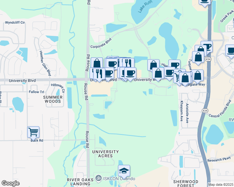 map of restaurants, bars, coffee shops, grocery stores, and more near 3303 Arden Villas Boulevard in Orlando